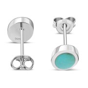  Turquoise Oval Silver Stud Earrings, e346
